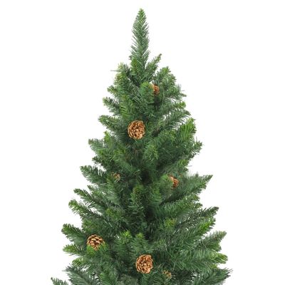 vidaXL Χριστουγεννιάτικο Δέντρο Τεχνητό Πράσινο 210 εκ. με Κουκουνάρια