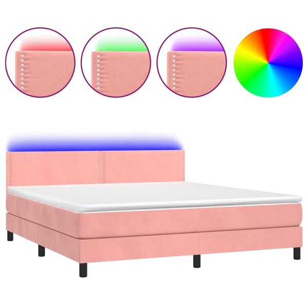vidaXL &Kappa;&rho;&epsilon;&beta;ά&tau;&iota; Boxspring &mu;&epsilon; &Sigma;&tau;&rho;ώ&mu;&alpha; & LED &Rho;&omicron;&zeta; 180x200 &epsilon;&kappa;. &Beta;&epsilon;&lambda;&omicron;ύ&delta;&iota;&nu;&omicron;