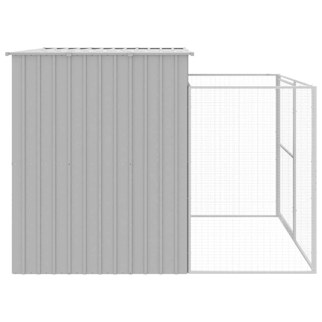 vidaXL Σπιτάκι Σκύλου με Αυλή Αν. Γκρι 214x253x181 εκ. Γαλβαν. Χάλυβας