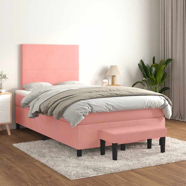 vidaXL &Kappa;&rho;&epsilon;&beta;ά&tau;&iota; Boxspring &mu;&epsilon; &Sigma;&tau;&rho;ώ&mu;&alpha; &Rho;&omicron;&zeta; 120x190 &epsilon;&kappa;. &Beta;&epsilon;&lambda;&omicron;ύ&delta;&iota;&nu;&omicron;