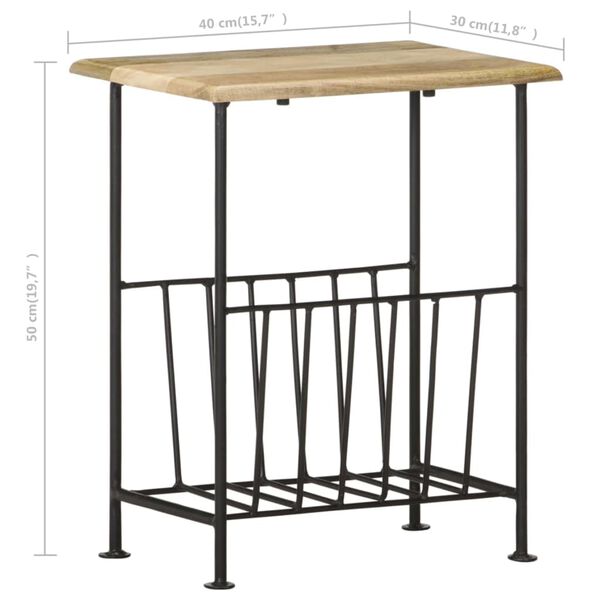 vidaXL Ραφιέρα Περιοδικών 40 x 30 x 50 εκ. Μασίφ Ξύλο Μάνγκο / Ατσάλι