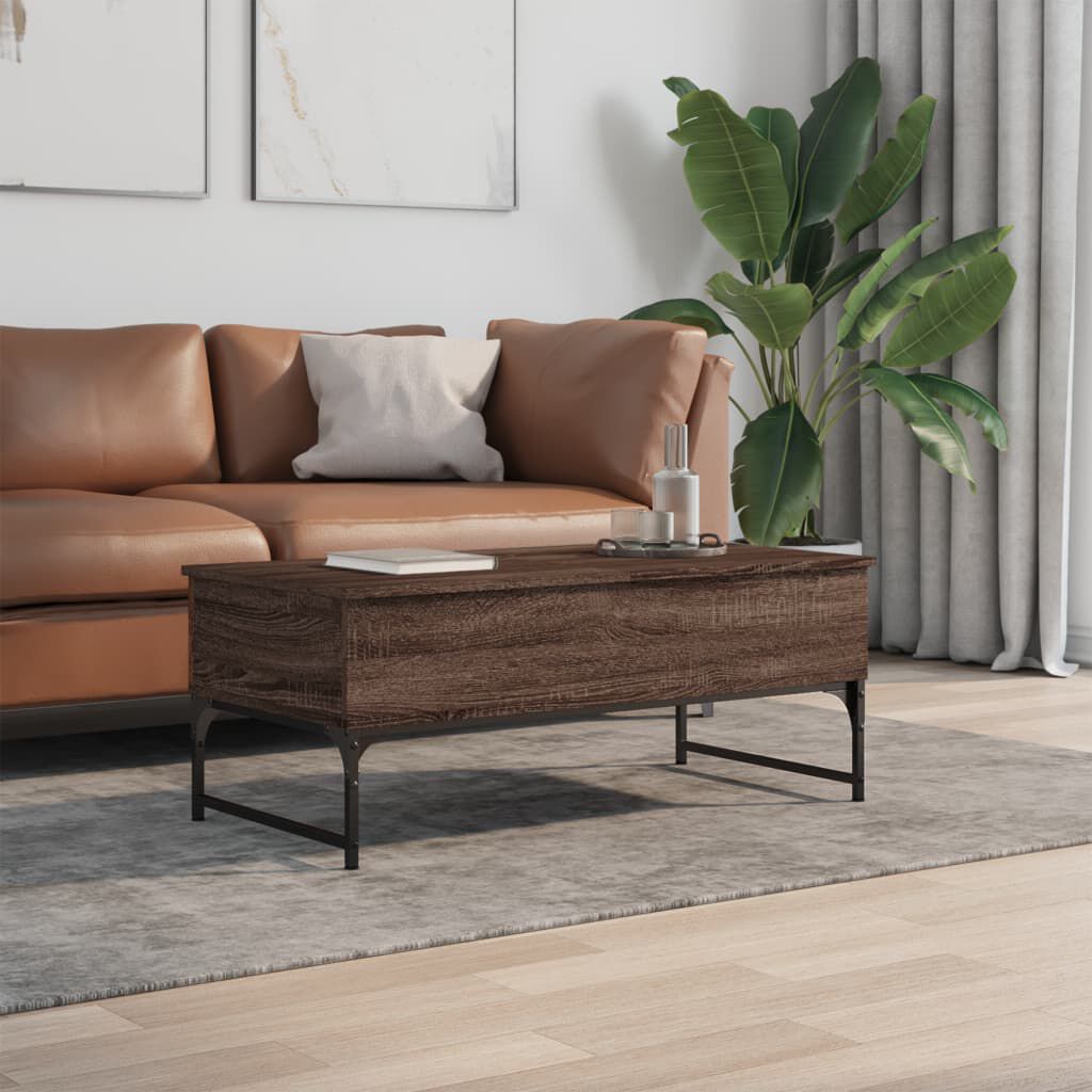 vidaXL Τραπεζάκι Σαλονιού Καφέ Δρυς 100x50x40 εκ. Επ. Ξύλο & Μέταλλο