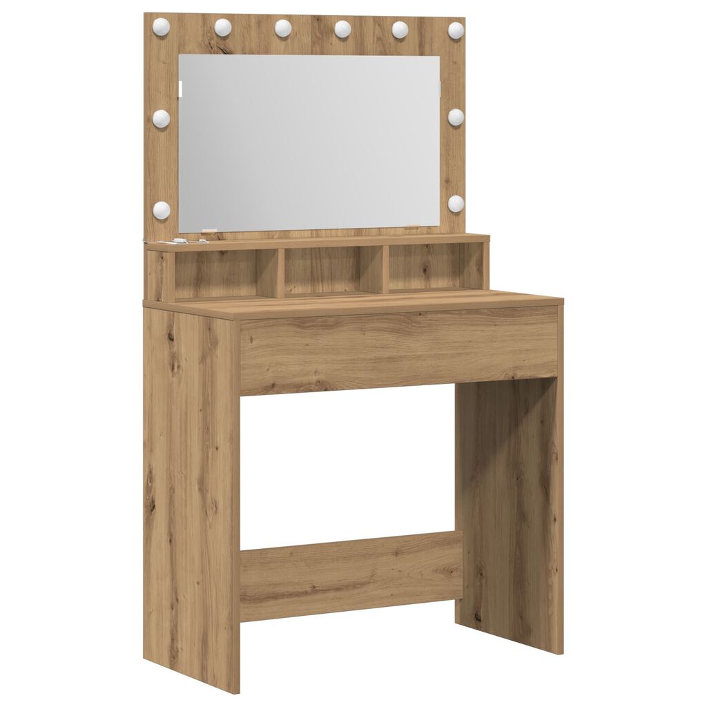 vidaXL Τουαλέτα με LED Φώτα Ξύλο Artisan 79x41x135 εκ.