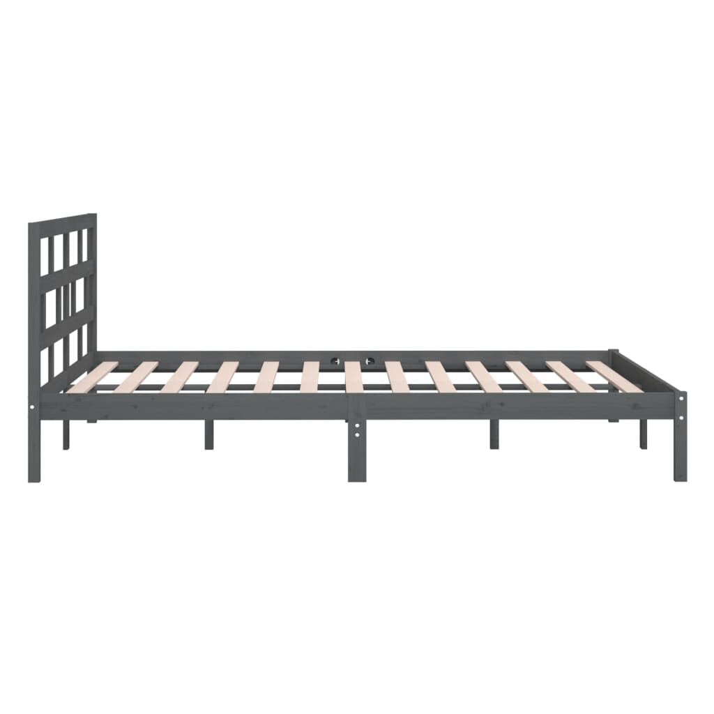 vidaXL Πλαίσιο Κρεβατιού Γκρι 150 x 200 εκ. Μασίφ Ξύλο King Size