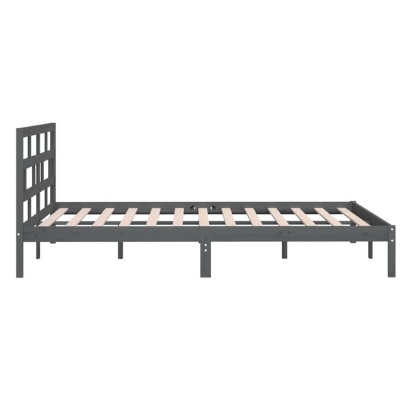 vidaXL Πλαίσιο Κρεβατιού Γκρι 150 x 200 εκ. Μασίφ Ξύλο King Size