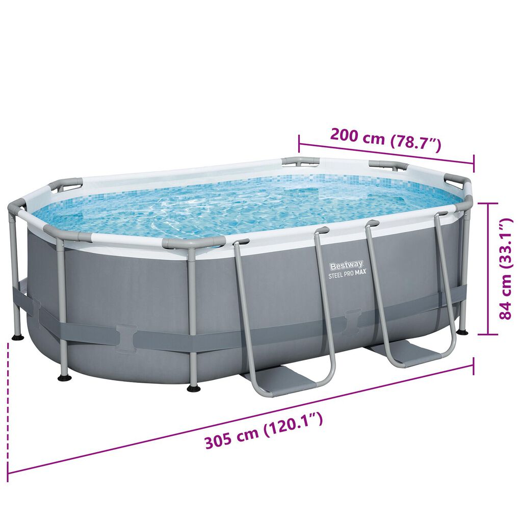 Bestway Steel Pro Max Υπόγεια Πισίνα Οβάλ 305x200x84 εκ