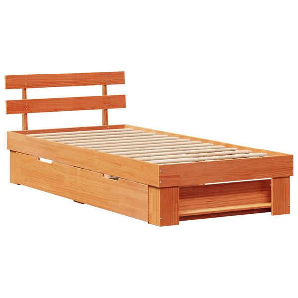 vidaXL Σκελετός Κρεβατιού Καφέ κεριού 90 x 190 cm Συμπαγές ξύλο πεύκου