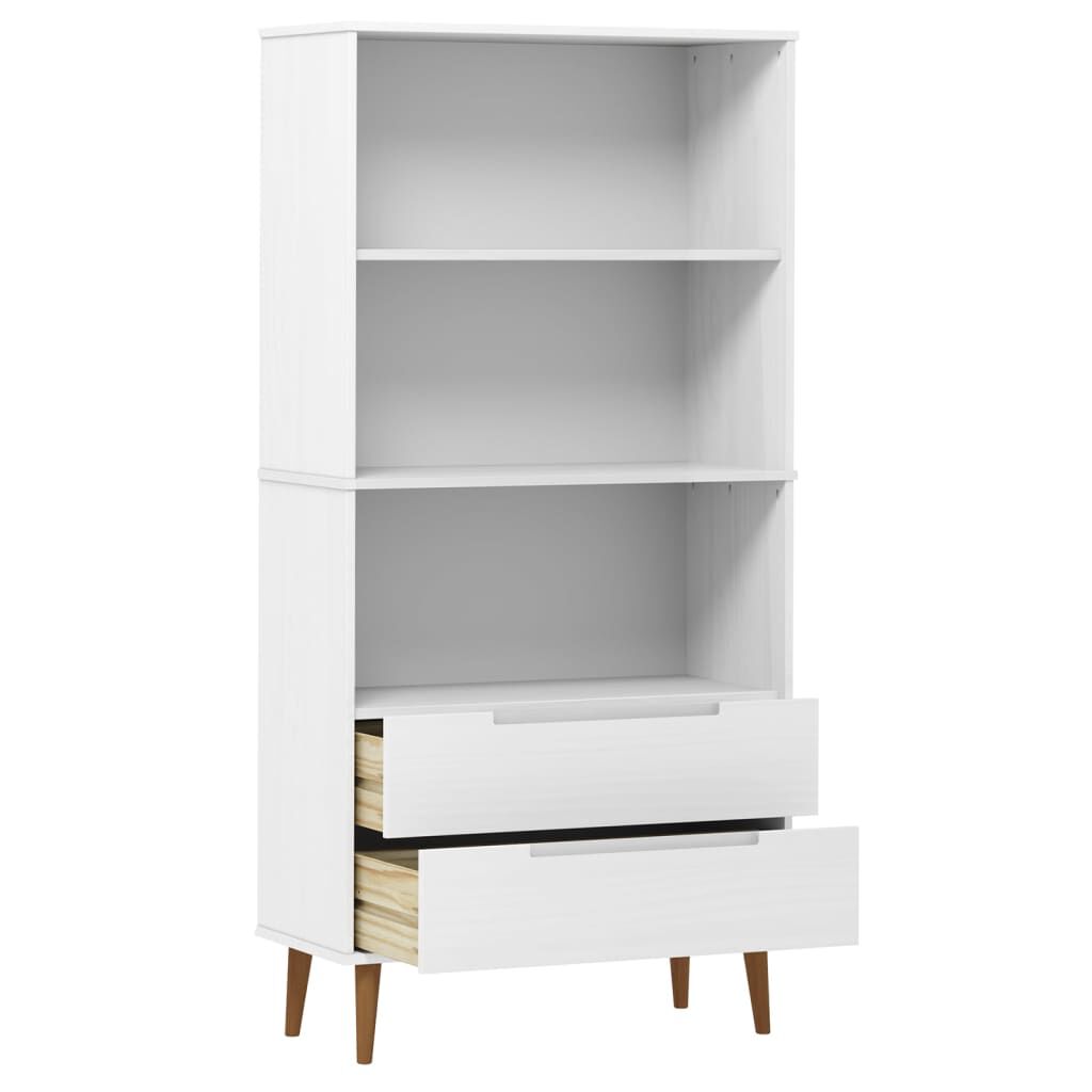 vidaXL Βιβλιοθήκη MOLDE Λευκή 85x35x170,5 εκ. από Μασίφ Ξύλο Πεύκου
