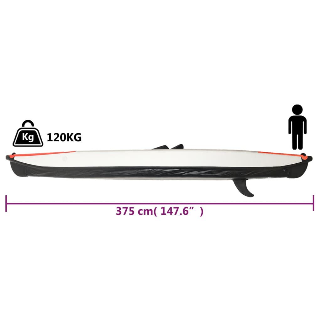 vidaXL Καγιάκ Φουσκωτό Κόκκινο 375 x 72 x 31 εκ. από Πολυεστέρα