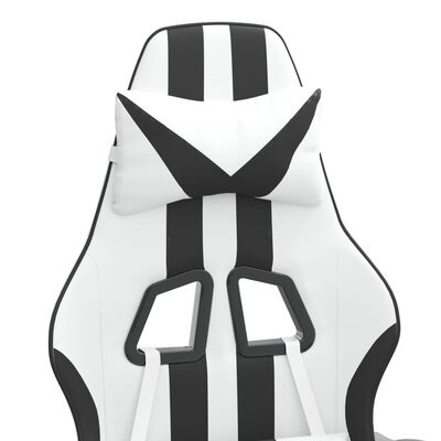 vidaXL Καρέκλα Gaming Περιστρ.Υποπόδιο Λευκό&Μαύρο Συνθετικό Δέρμα