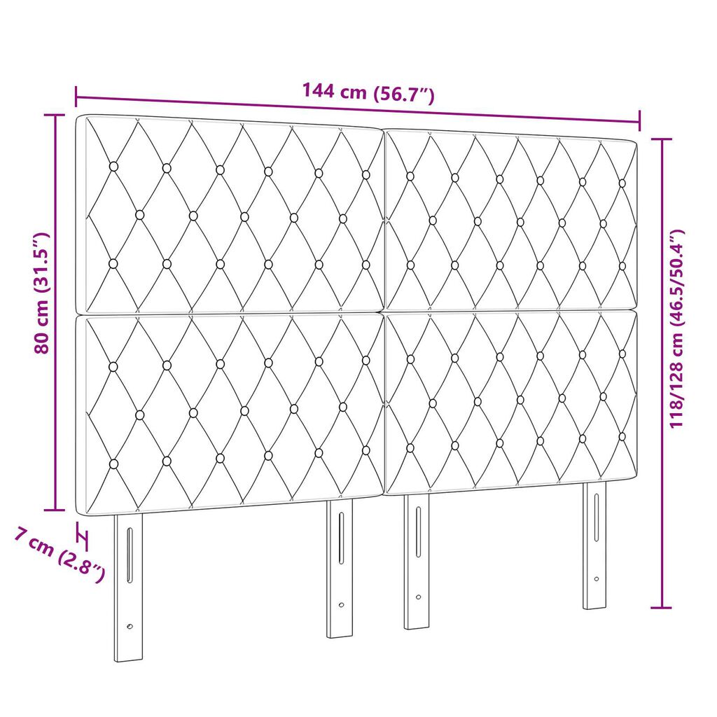 vidaXL LED Κεφαλάρι Μαύρο 72 cm σε Βελούδο