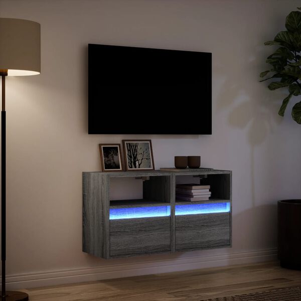 vidaXL Έπιπλα Τοίχου Τηλ. με LED 2 Τεμ. Γκρι Sonoma 41x31x45 εκ.