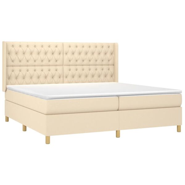 vidaXL &Kappa;&rho;&epsilon;&beta;ά&tau;&iota; Boxspring &mu;&epsilon; &Sigma;&tau;&rho;ώ&mu;&alpha; & LED &Kappa;&rho;&epsilon;&mu; 200x200 &epsilon;&kappa;. &Upsilon;&phi;&alpha;&sigma;&mu;ά&tau;&iota;&nu;&omicron;
