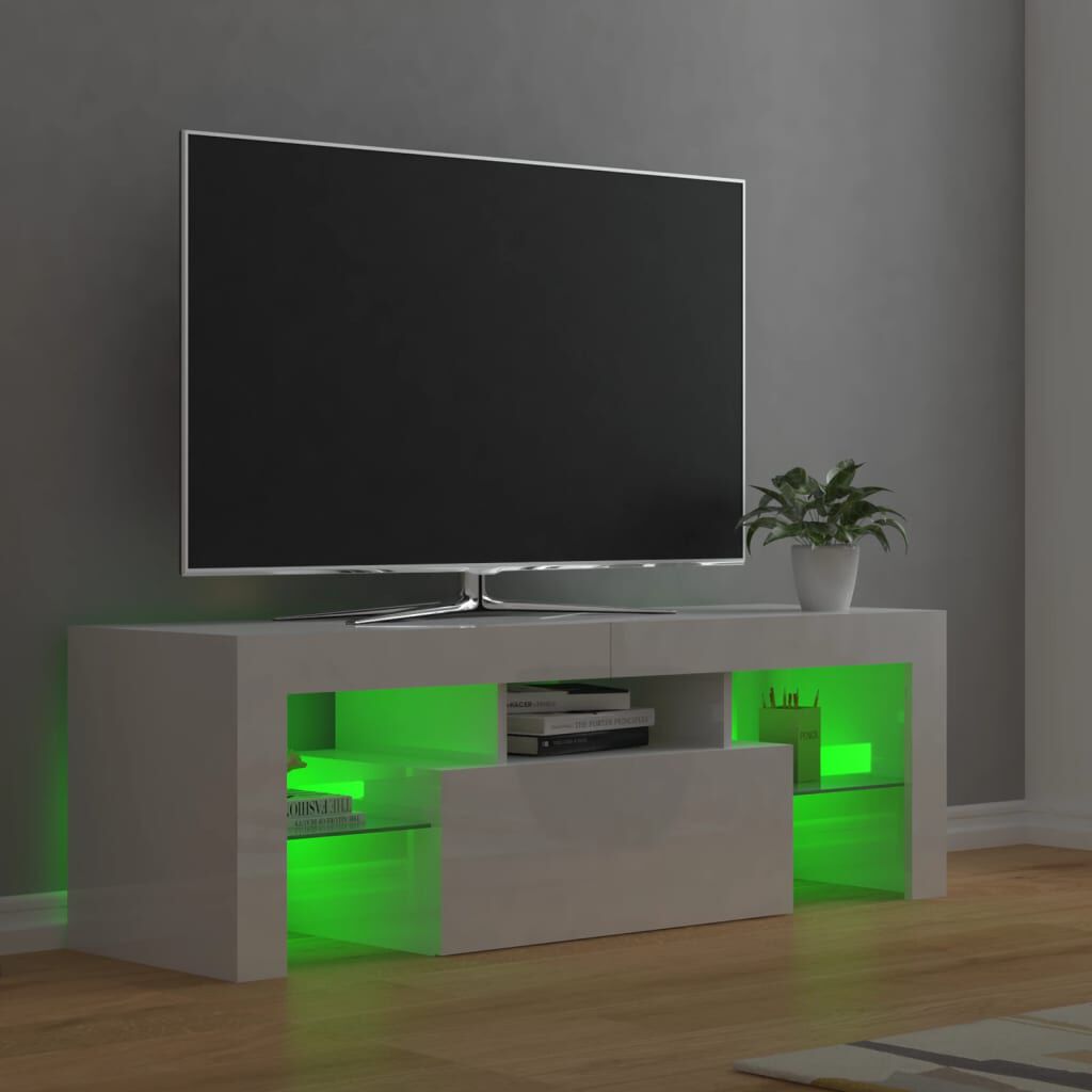 vidaXL Έπιπλο Τηλεόρασης με LED Γυαλιστερό Λευκό 120 x 35 x 40 εκ.