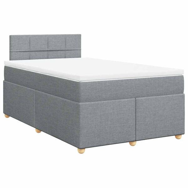 vidaXL Κρεβάτι Boxspring με Στρώμα Ανοιχτό Γκρι 120x190 εκ. Υφασμάτινο