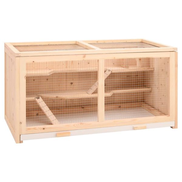 vidaXL Κλουβί για Χάμστερ 104 x 52 x 54 εκ. από Μασίφ Ξύλο Έλατου