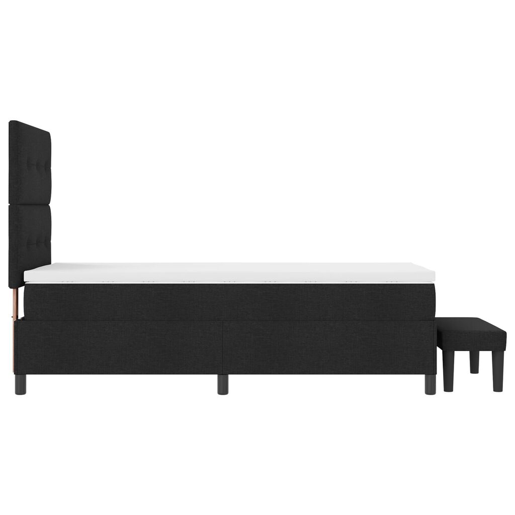 vidaXL Κρεβάτι Box Spring με Στρώμα & Παγκάκι Μαύρο 100x200 εκ. Ύφασμα