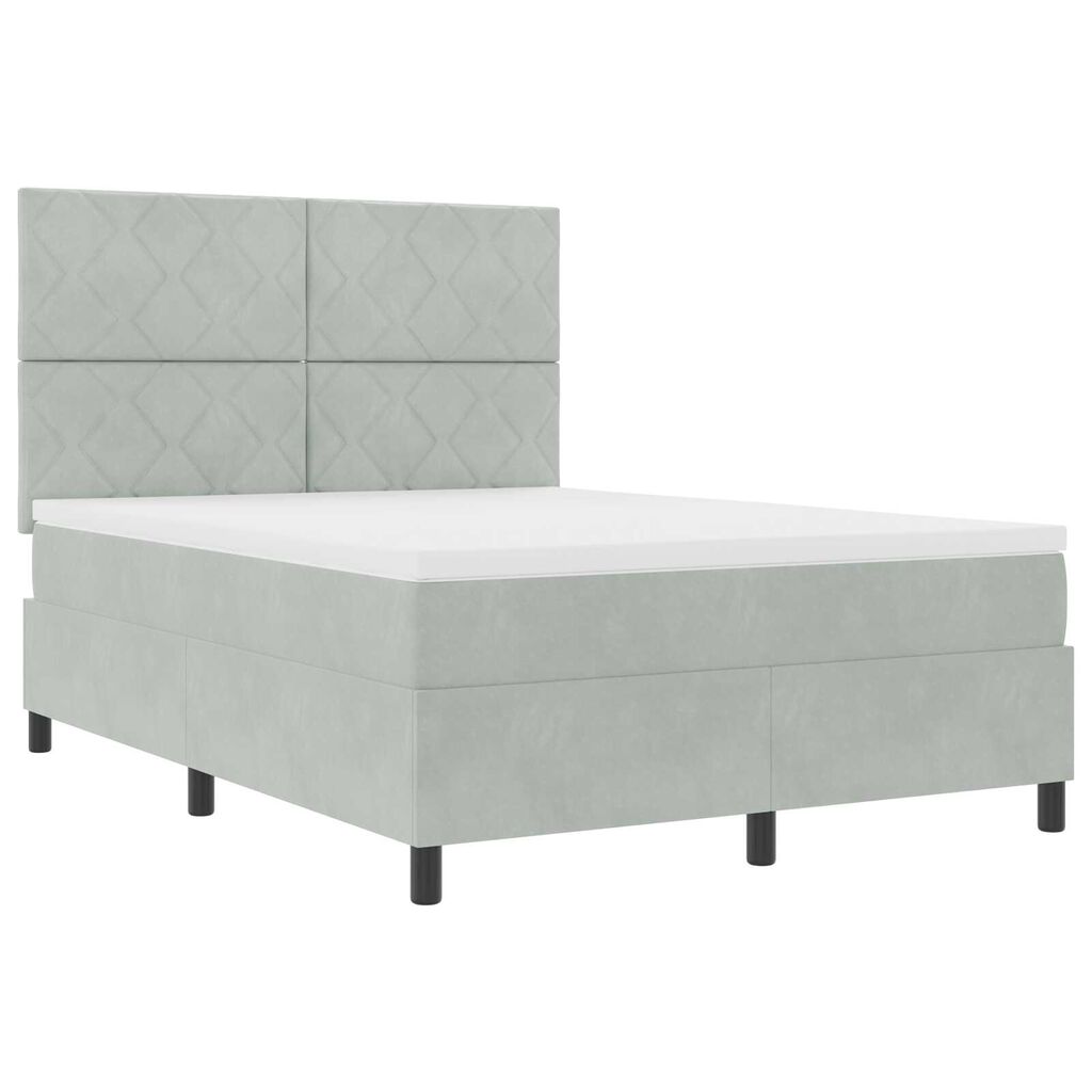 Κρεβάτι με Στρώμα & LED Light Grey 140x190 cm Βελούδο