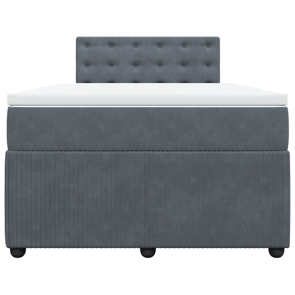 vidaXL Κρεβάτι Boxspring με Στρώμα Σκούρο Γκρι 120x200 εκ. Βελούδινο