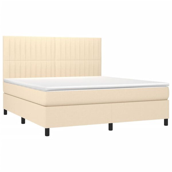 vidaXL &Kappa;&rho;&epsilon;&beta;ά&tau;&iota; Boxspring &mu;&epsilon; &Sigma;&tau;&rho;ώ&mu;&alpha; &Kappa;&rho;&epsilon;&mu; 160x200 &epsilon;&kappa;. &Upsilon;&phi;&alpha;&sigma;&mu;ά&tau;&iota;&nu;&omicron;