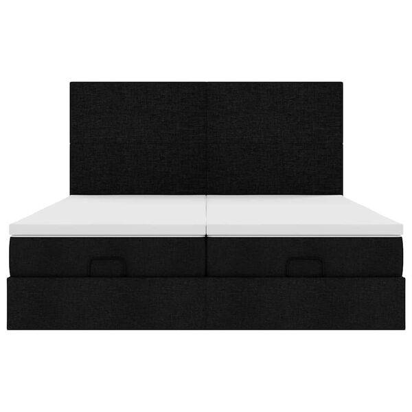 vidaXL Οθωμανικό κρεβάτι με στρώματα Μαύρο 160x200cm Ύφασμα