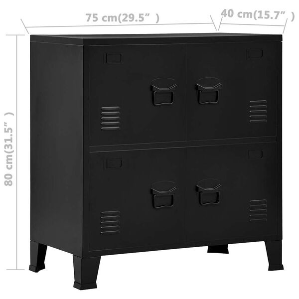 vidaXL Αρχειοθήκη Βιομηχανικού Στιλ Μαύρη 75 x 40 x 80 εκ. Ατσάλινη
