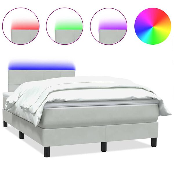 vidaXL &Kappa;&rho;&epsilon;&beta;ά&tau;&iota; Boxspring &mu;&epsilon; &Sigma;&tau;&rho;ώ&mu;&alpha; & LED &Rho;&omicron;&zeta; 90x220 &epsilon;&kappa;. &Beta;&epsilon;&lambda;&omicron;ύ&delta;&iota;&nu;&omicron;