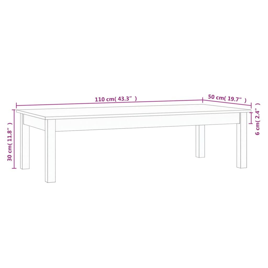 vidaXL Τραπεζάκι Σαλονιού Γκρι 110x50x30 εκ. από Μασίφ Ξύλο Πεύκου