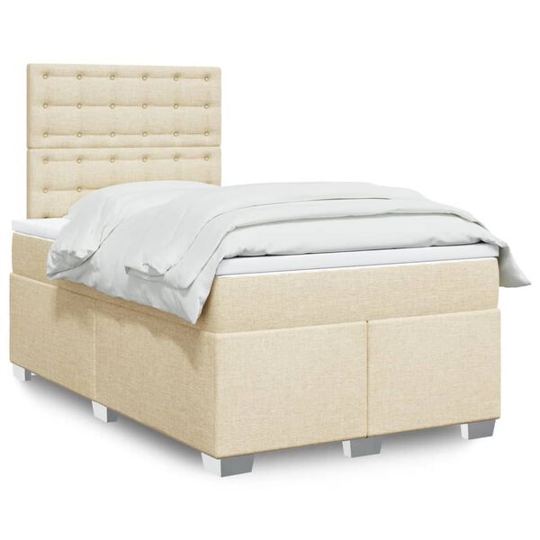 vidaXL &Kappa;&rho;&epsilon;&beta;ά&tau;&iota; Boxspring &mu;&epsilon; &Sigma;&tau;&rho;ώ&mu;&alpha; &Kappa;&rho;&epsilon;&mu; 120x200 &epsilon;&kappa;. &Upsilon;&phi;&alpha;&sigma;&mu;ά&tau;&iota;&nu;&omicron;