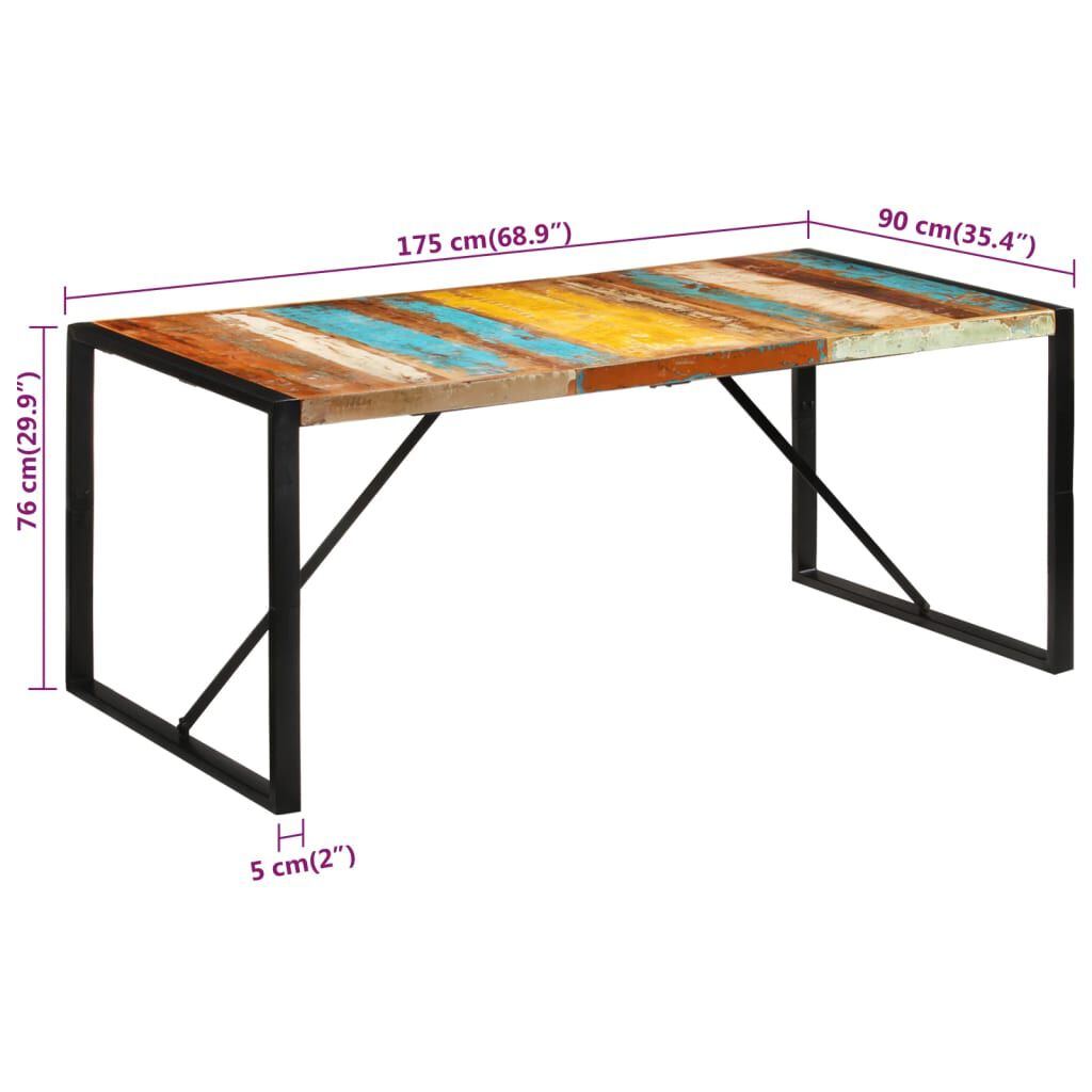 vidaXL Τραπεζαρία 175 x 90 x 76 εκ. από Μασίφ Ανακυκλωμένο Ξύλο