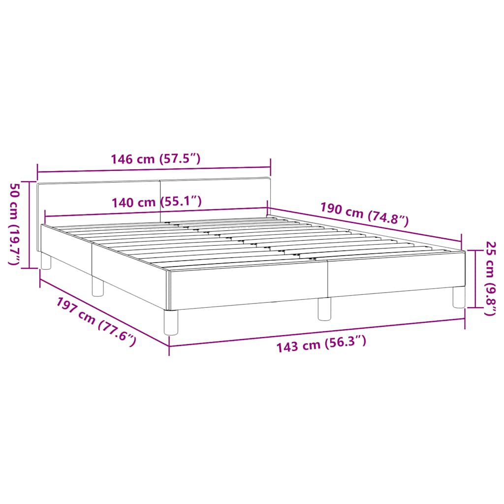 vidaXL Σκελετός Κρεβατιού Χωρίς Στρώμα Κρεμ 140x190 εκ. Υφασμάτινο