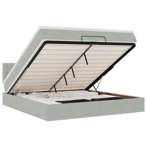 vidaXL Οθωμανικό κρεβάτι με στρώμα & LEDs Ανοιχτό γκρι Βελούδο