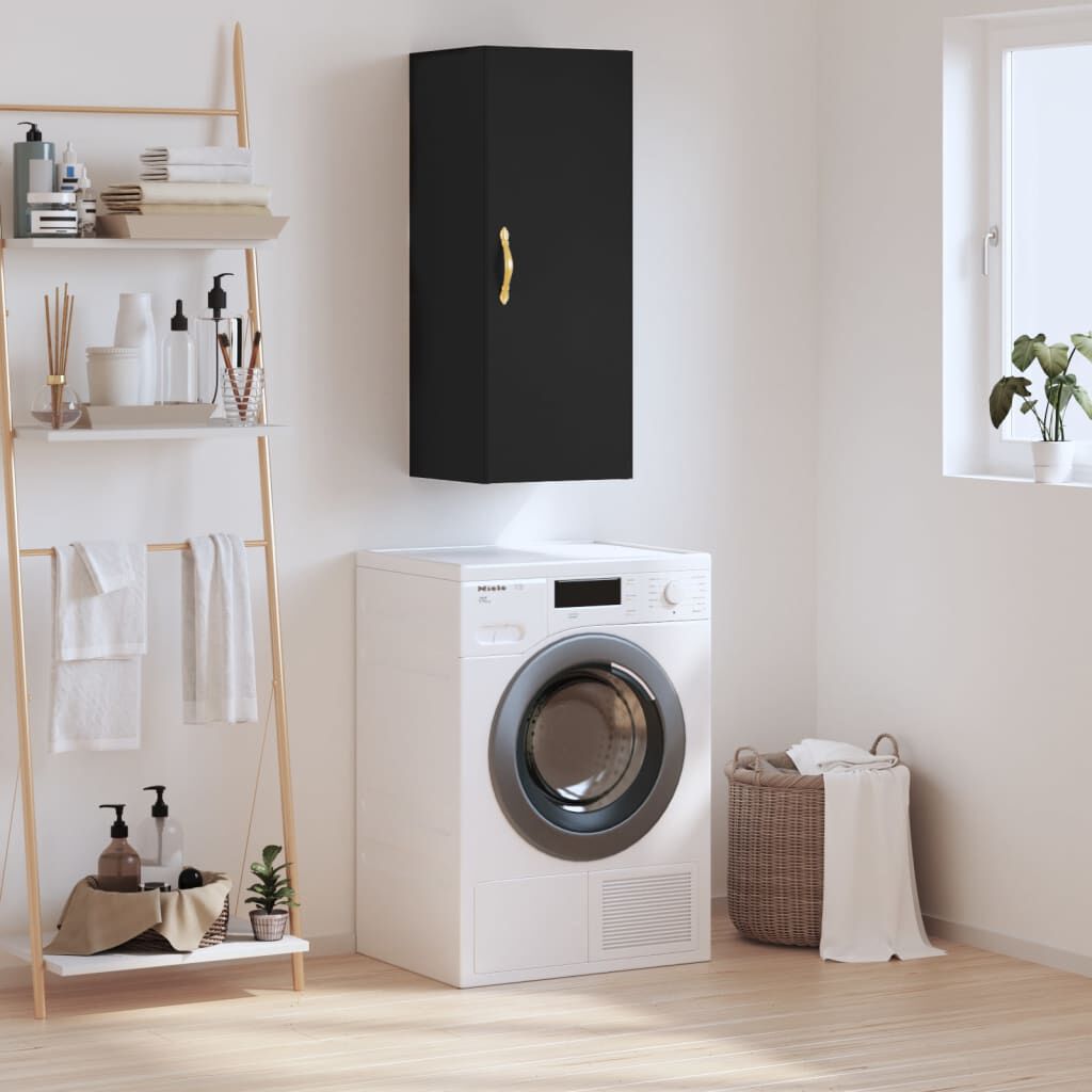 vidaXL Ντουλάπι Τοίχου Μαύρο 34,5x34x90 εκ.