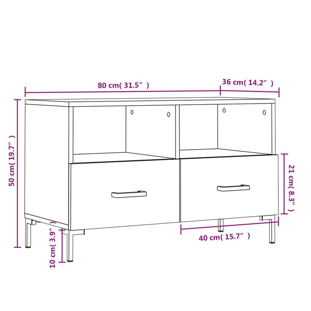 vidaXL Έπιπλο Τηλεόρασης Καπνιστή Δρυς 80x36x50 εκ. Επεξ. Ξύλο