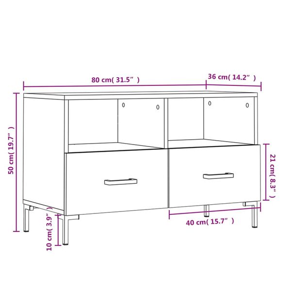 vidaXL Έπιπλο Τηλεόρασης Καπνιστή Δρυς 80x36x50 εκ. Επεξ. Ξύλο