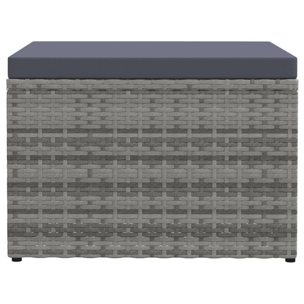 vidaXL Υποπόδιο Κήπου Γκρι από Συνθετικό Ρατάν με Μαξιλάρια