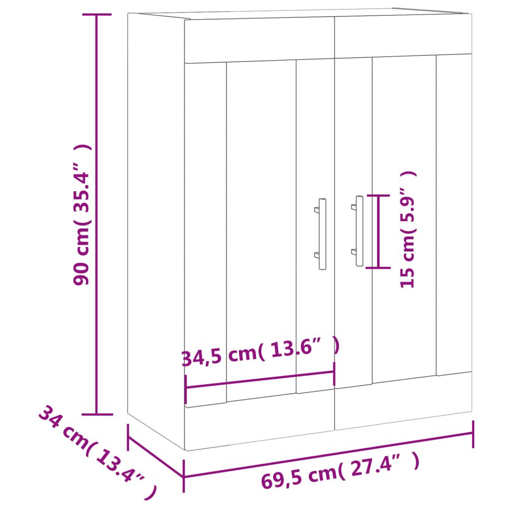 vidaXL Ντουλάπι Τοίχου Γκρι Sonoma 69,5 x 34 x 90 εκ.