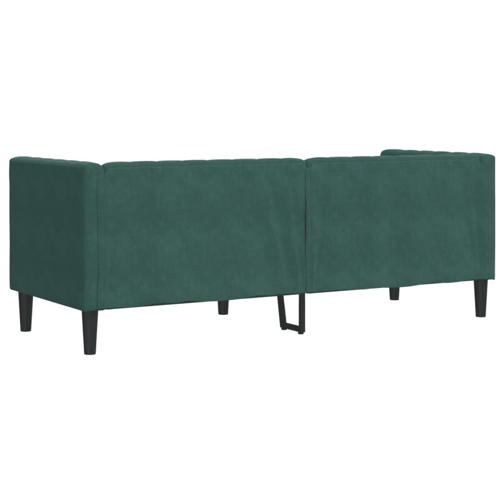 vidaXL Καναπές Τριθέσιος Chesterfield + Στηρίγματα Σκ. Πράσινο Βελούδο