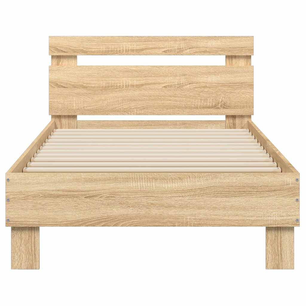 vidaXL Πλαίσιο Κρεβατιού με Κεφαλάρι Sonoma Δρυς 75x190 εκ. Επεξ. Ξύλο