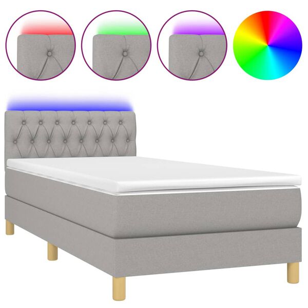 vidaXL &Kappa;&rho;&epsilon;&beta;ά&tau;&iota; Boxspring &mu;&epsilon; &Sigma;&tau;&rho;ώ&mu;&alpha; & LED &Alpha;&nu;.&Gamma;&kappa;&rho;&iota; 90x190 &epsilon;&kappa;. &Upsilon;&phi;&alpha;&sigma;&mu;ά&tau;&iota;&nu;&omicron;