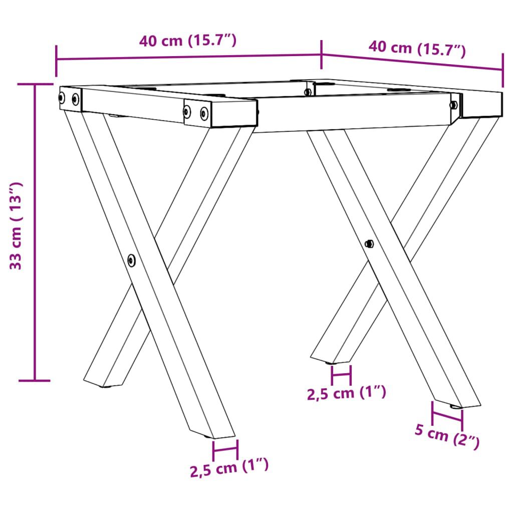 vidaXL Πόδια Τραπεζιού Σαλονιού σε Σχήμα «X» 40x40x33 εκ. Ατσάλι