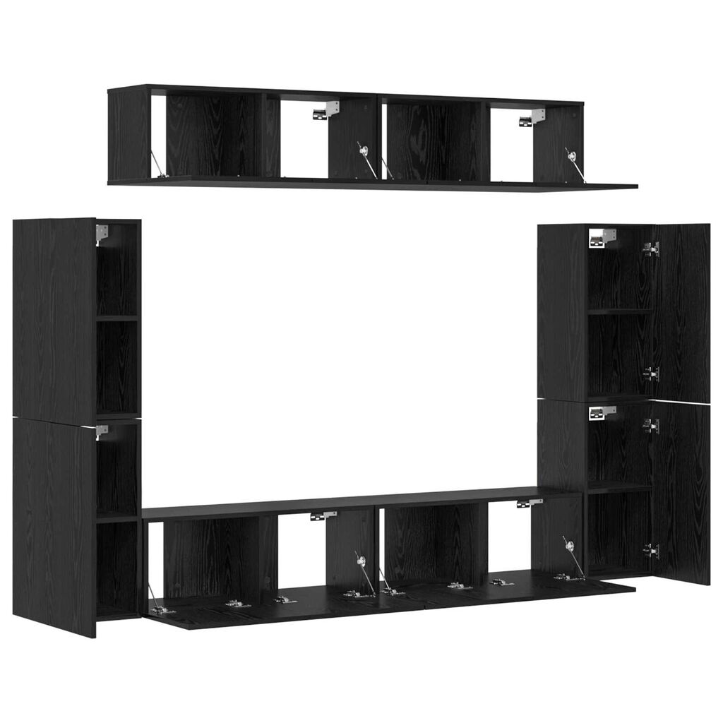 vidaXL Σετ επίπλου τηλεόρασης 8 pcs Μαύρη Δρυς 80 x 30 x 30.5 εκ