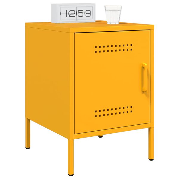 vidaXL Κομοδίνο Μουσταρδί 36x39x50,5 εκ. από Χάλυβα