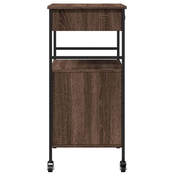 vidaXL Τρόλεϊ Κουζίνας Καφέ Δρυς 56x43x89,5 εκ. από Επεξεργασμένο Ξύλο