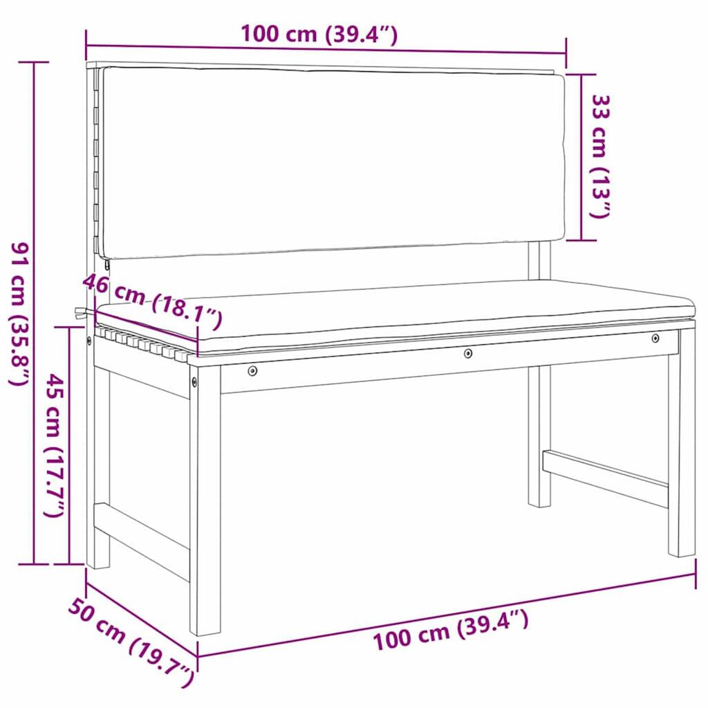vidaXL Σετ Παγκάκι Κήπου 4 pcs Καφέ Μασίφ ξύλο ακακίας