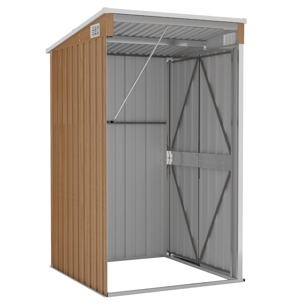 vidaXL Αποθήκη Κήπου Επιτοίχια Καφέ 118x100x178 εκ. από Γαλβ. Ατσάλι