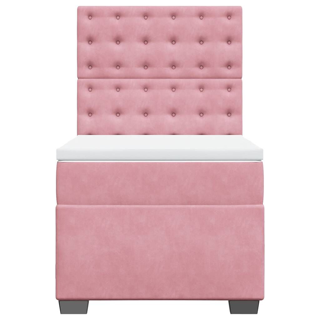 vidaXL Κρεβάτι Boxspring με Στρώμα Ροζ 100x200 εκ. Βελούδινο