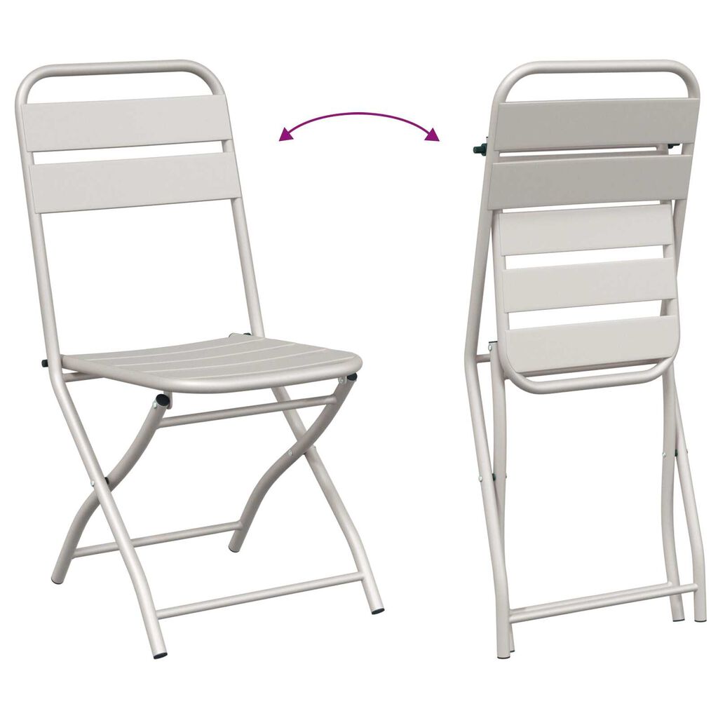 vidaXL Πτυσσόμενες Καρέκλες Κήπου 2 τμχ Μπεζ 42x52x82 εκ Χάλυβας με Επίστρωση Πούδρας
