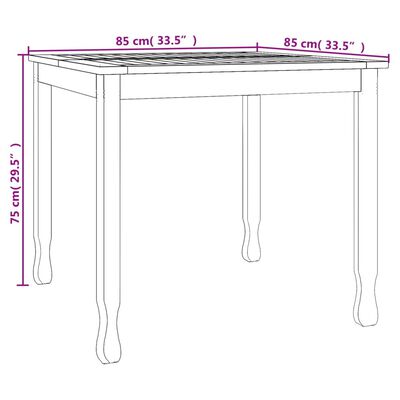 vidaXL Τραπεζαρία Κήπου 85 x 85 x 75 εκ. από Μασίφ Ξύλο Teak