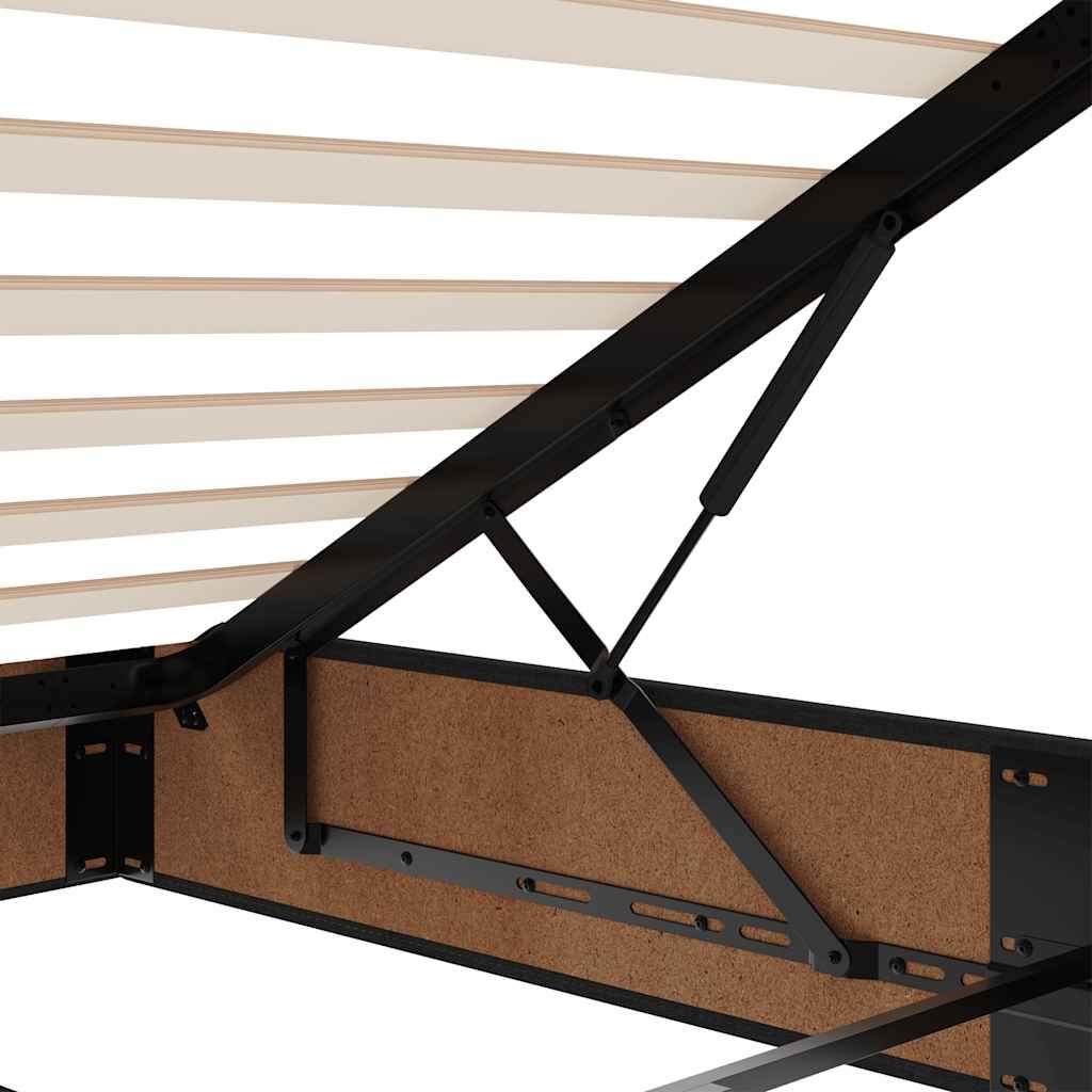 vidaXL Οθωμανικό κρεβάτι με στρώμα Μαύρο 120x190 cm Ύφασμα